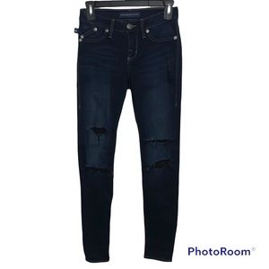 Rock & Republic Kashmiere Dark Wash Custom Distressed Skinny Jeans - Size 0